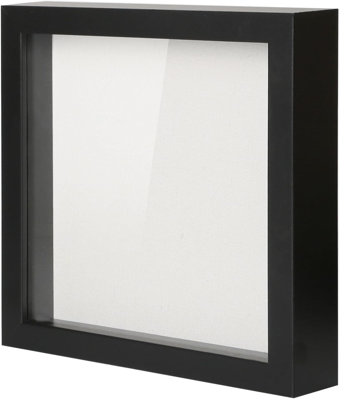 Muzilife 8X8 Shadow Box Picture Frame with Linen Board – Deep Wood & Glass Displ