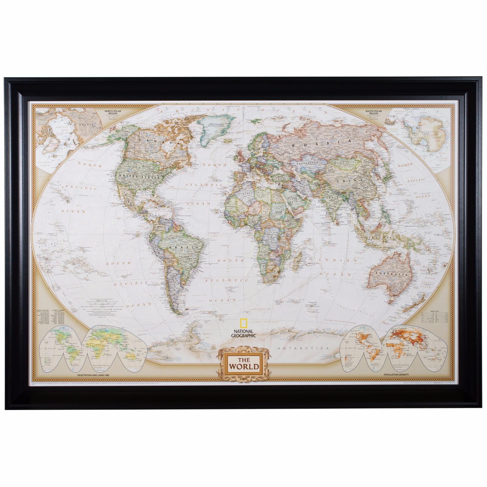 Craig Frames, Executive World Push Pin Travel Map with Pins – 24 x 36