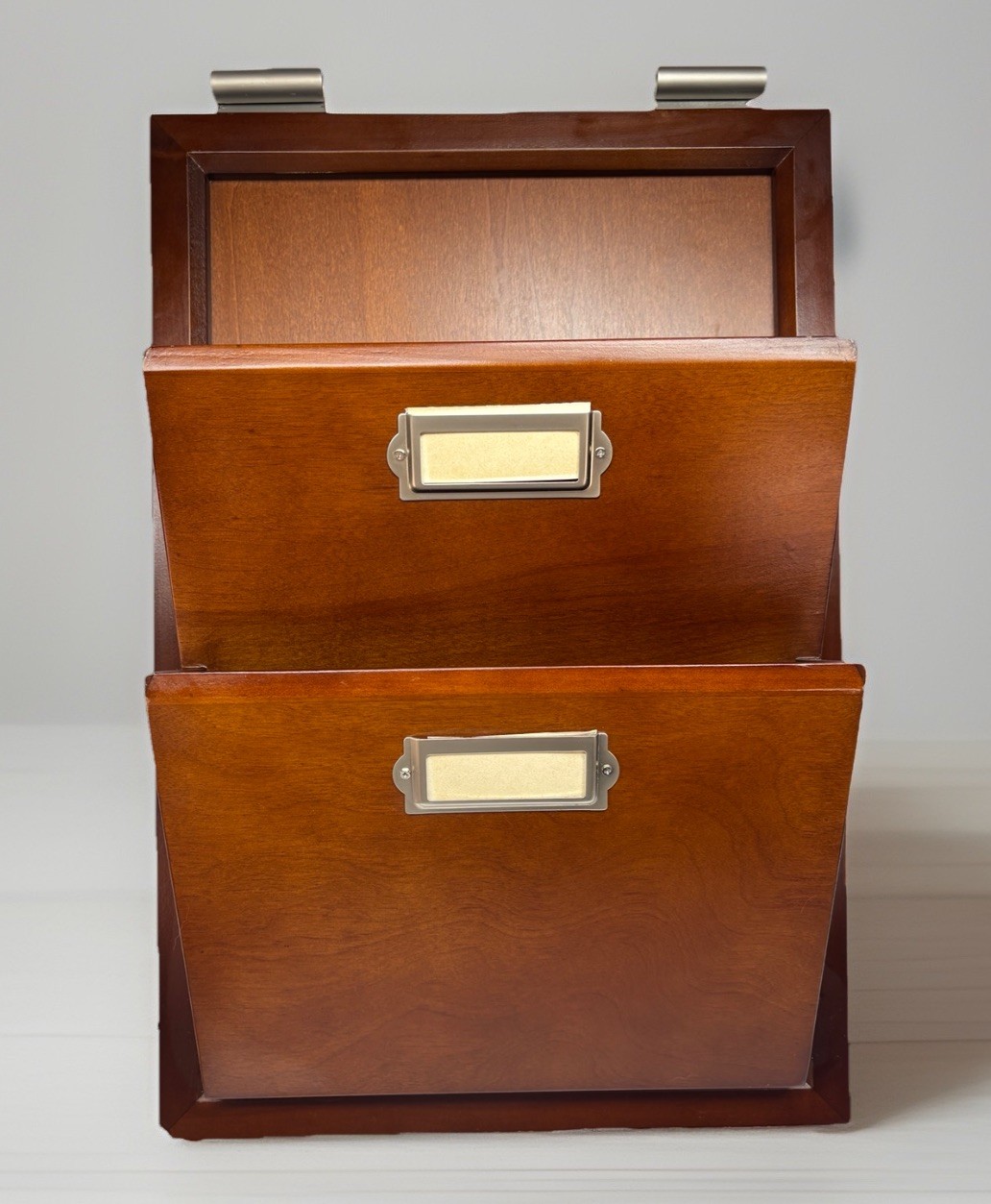 Pottery Barn Bedford Wood 2-Tier Wall Hanging Mail Sorter File Organizer