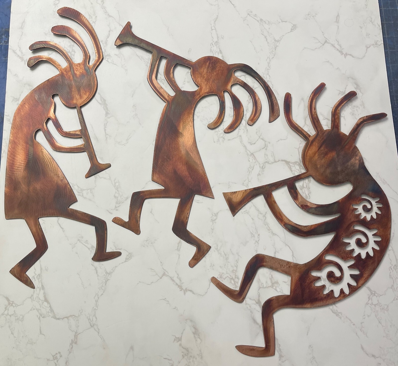 Arizona Kokopelli’s Trio – Metal Wall Art – Copper Size Varies Per Piece Matte
