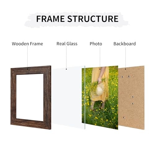 4×6 Collage Picture Frames Set of 2, Rustic Wooden Real 4×6 in Distressed Brown