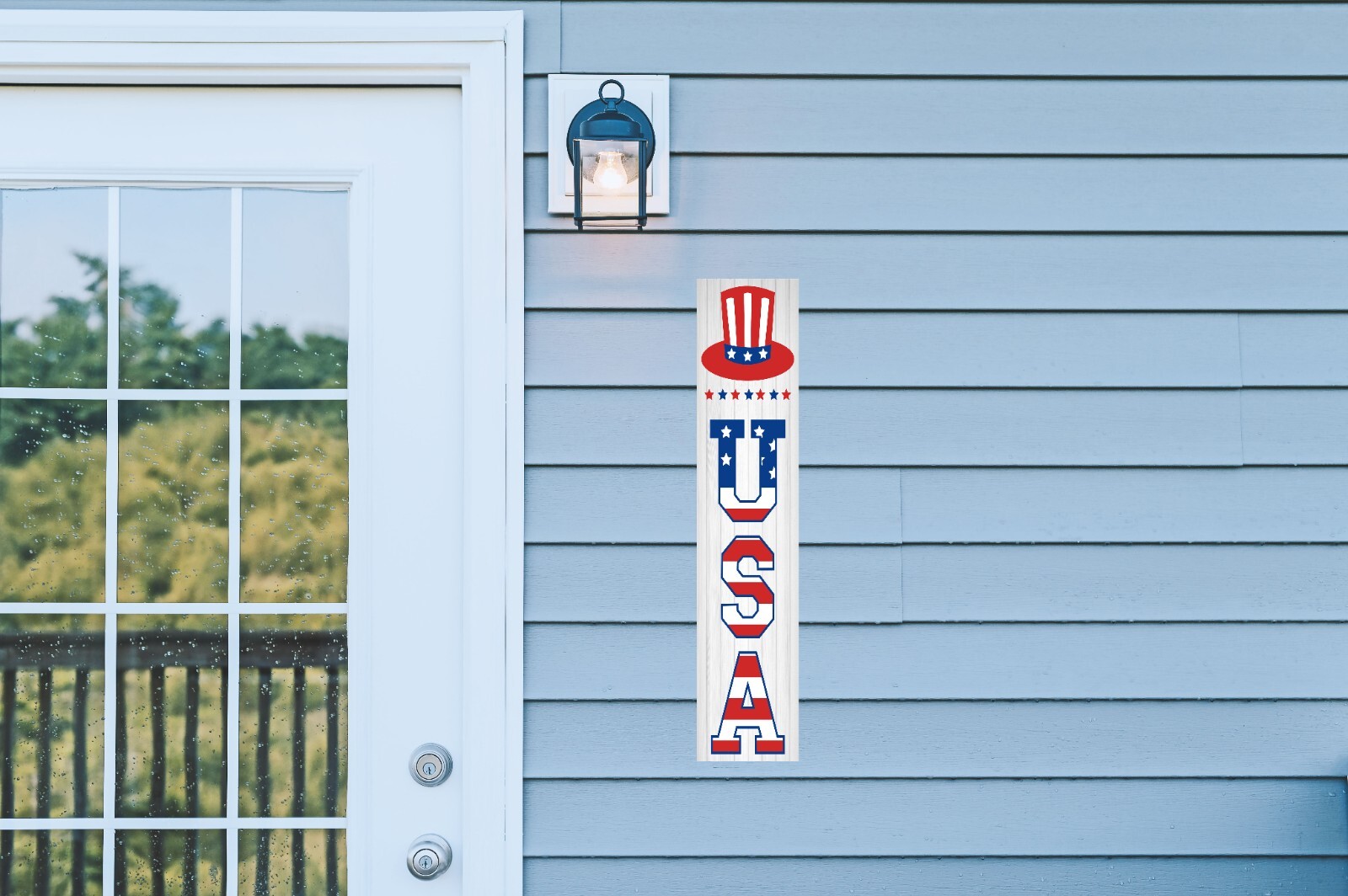 24 Inch (2 Foot Tall) USA Patriotic Vertical Wood Print Sign