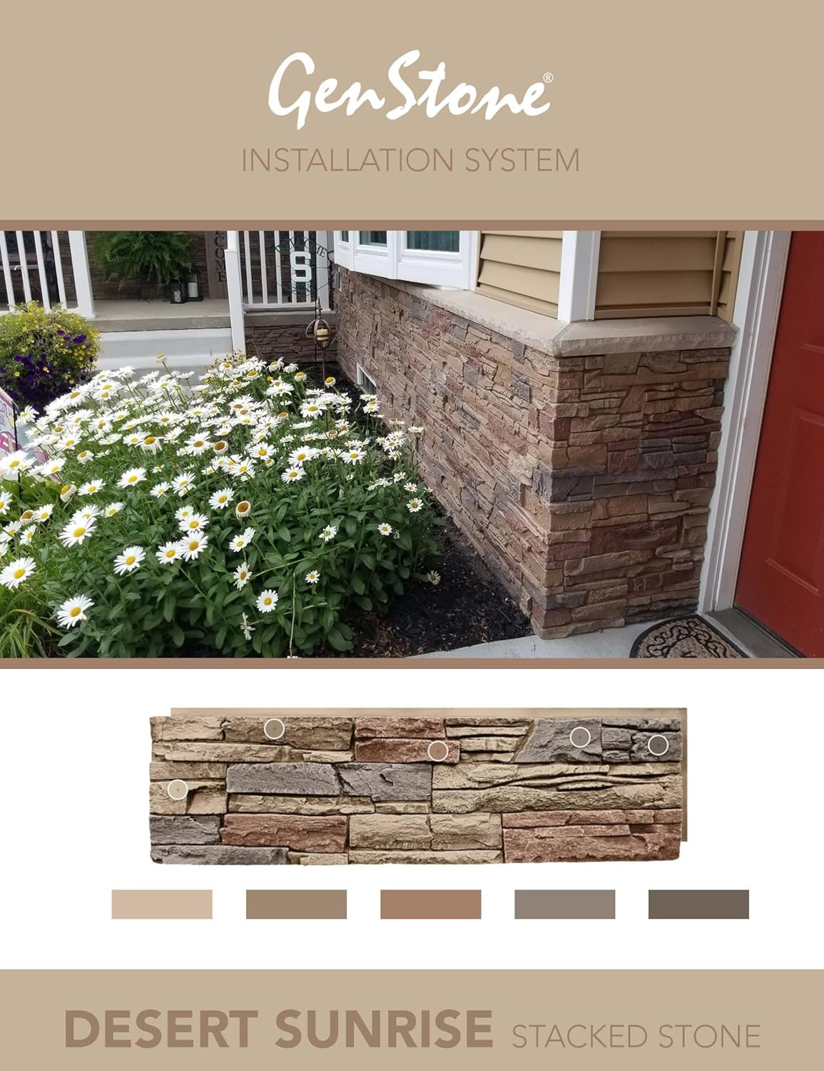 Faux Stacked Stone Panel 41″ x 11.25″ Desert Sunrise Color For Home Improvement