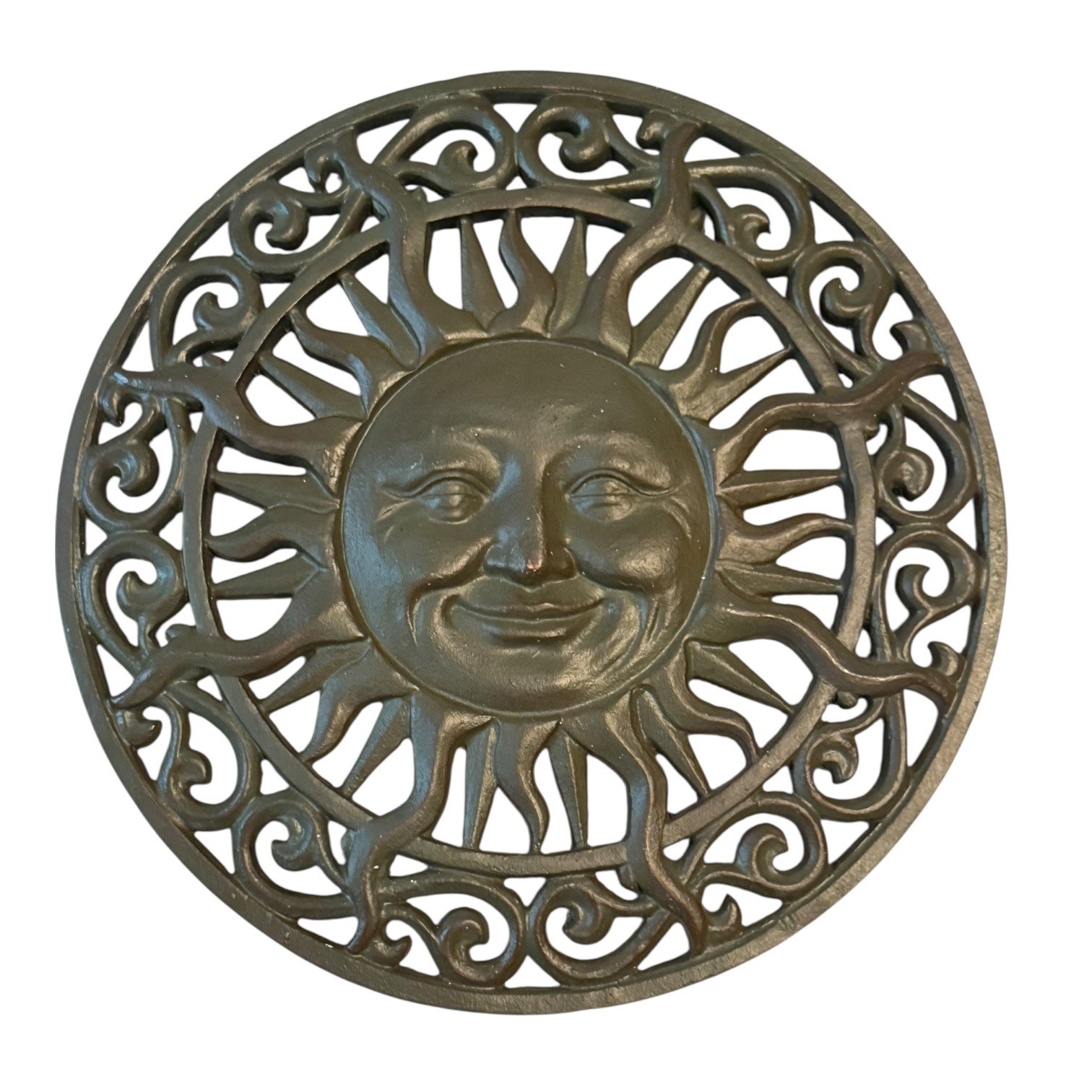 Celestial Wall Art Plaque Sun Face Stepping Stone Hanging Garden Sculpture Cast