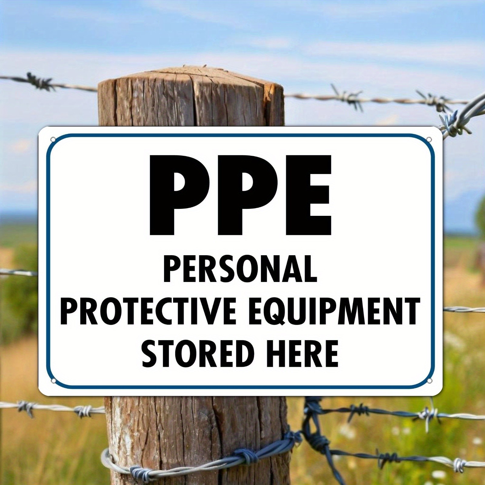 Metal PPE Storage Sign 8×12 Inches Unframed