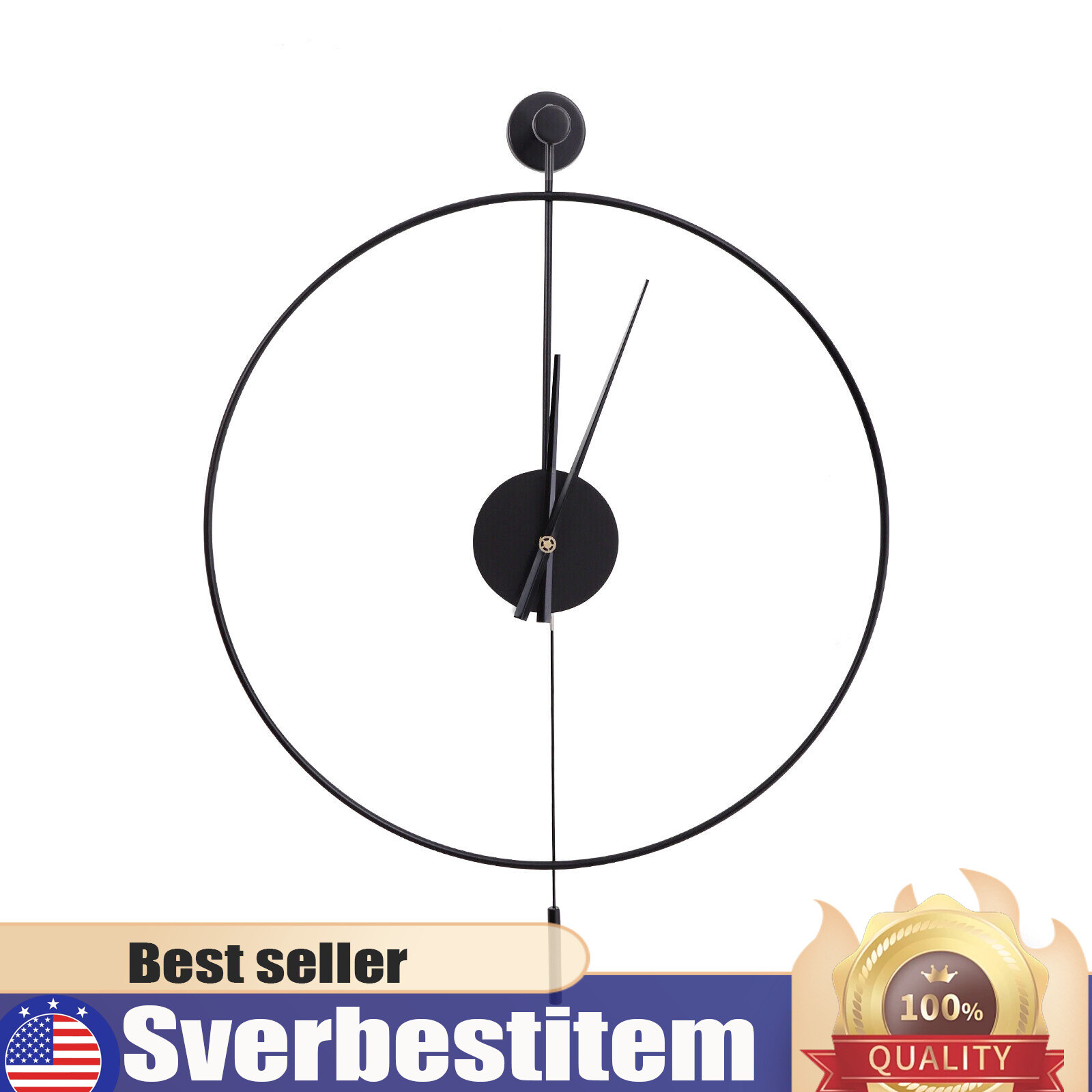 23.6” Minimalist Wall Clock Round Home Clock Silent Large Modern Wall Art Decor