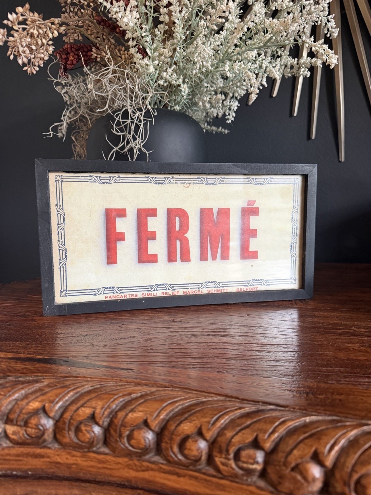 Anthropologie French Framed Picture “FERME” (Closed) Marcel Schmitt Belfort