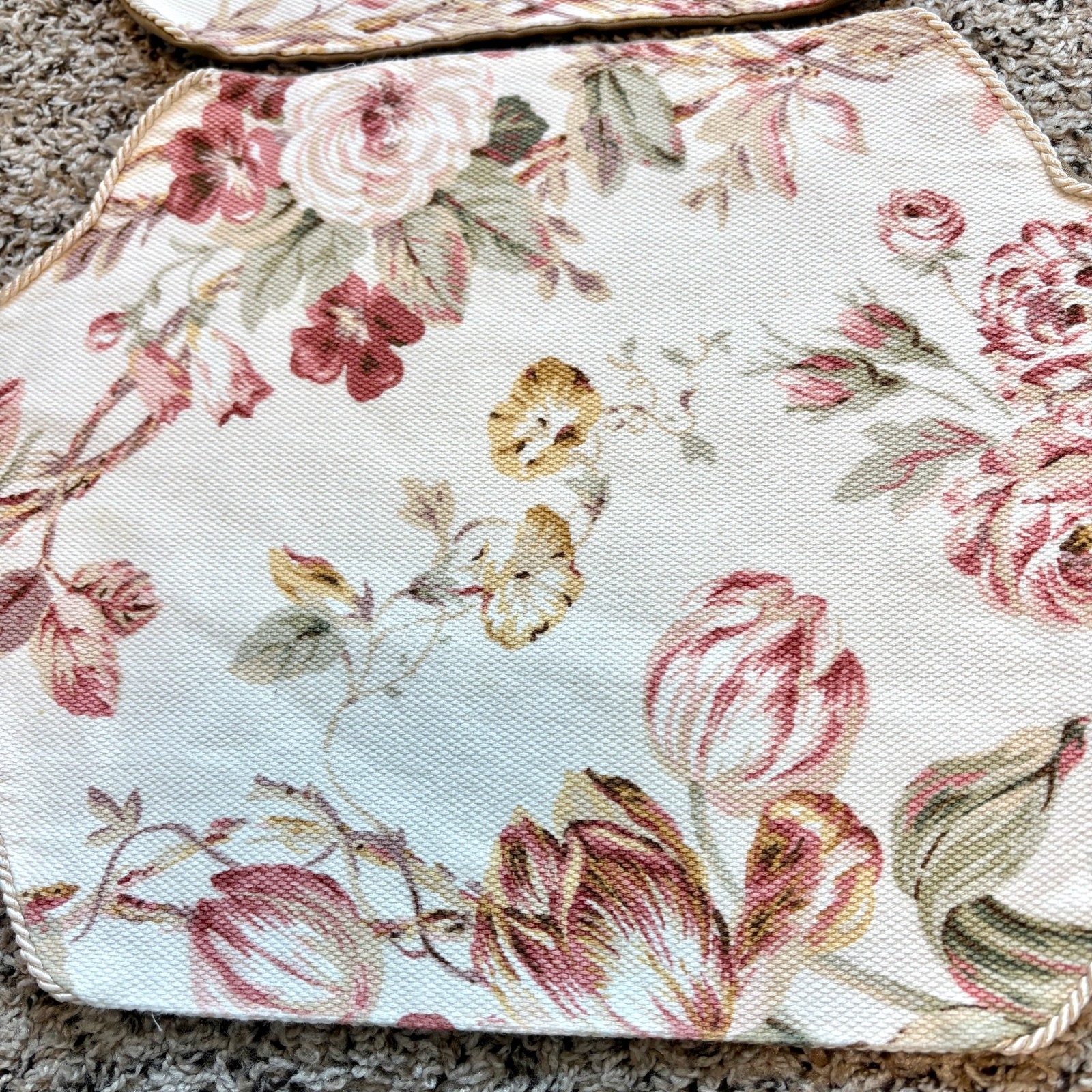Vintage Floral Chair Arm Covers Pair Cottagecore Rose Print Armrest Protectors