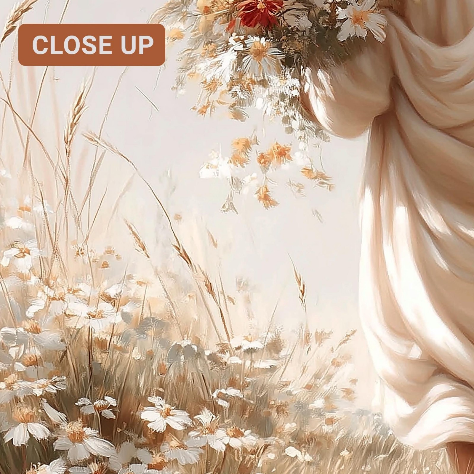 Jesus Walking in Wildflower Field Canvas – Christian Wall Art – Faith Gift
