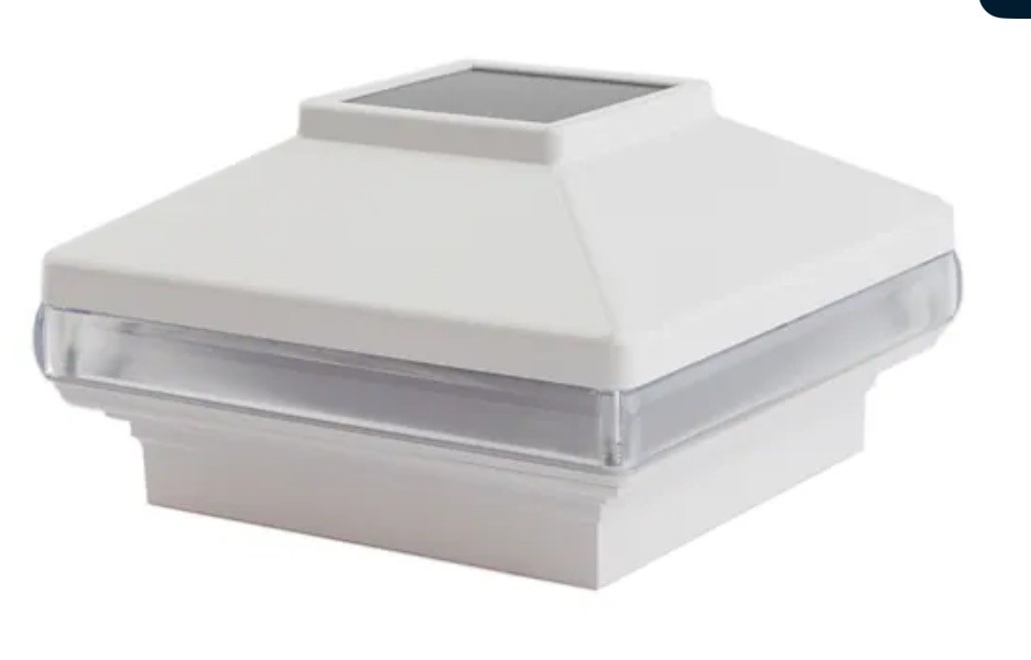 4 In. X 4 In. White Solar Band Led Post Cap