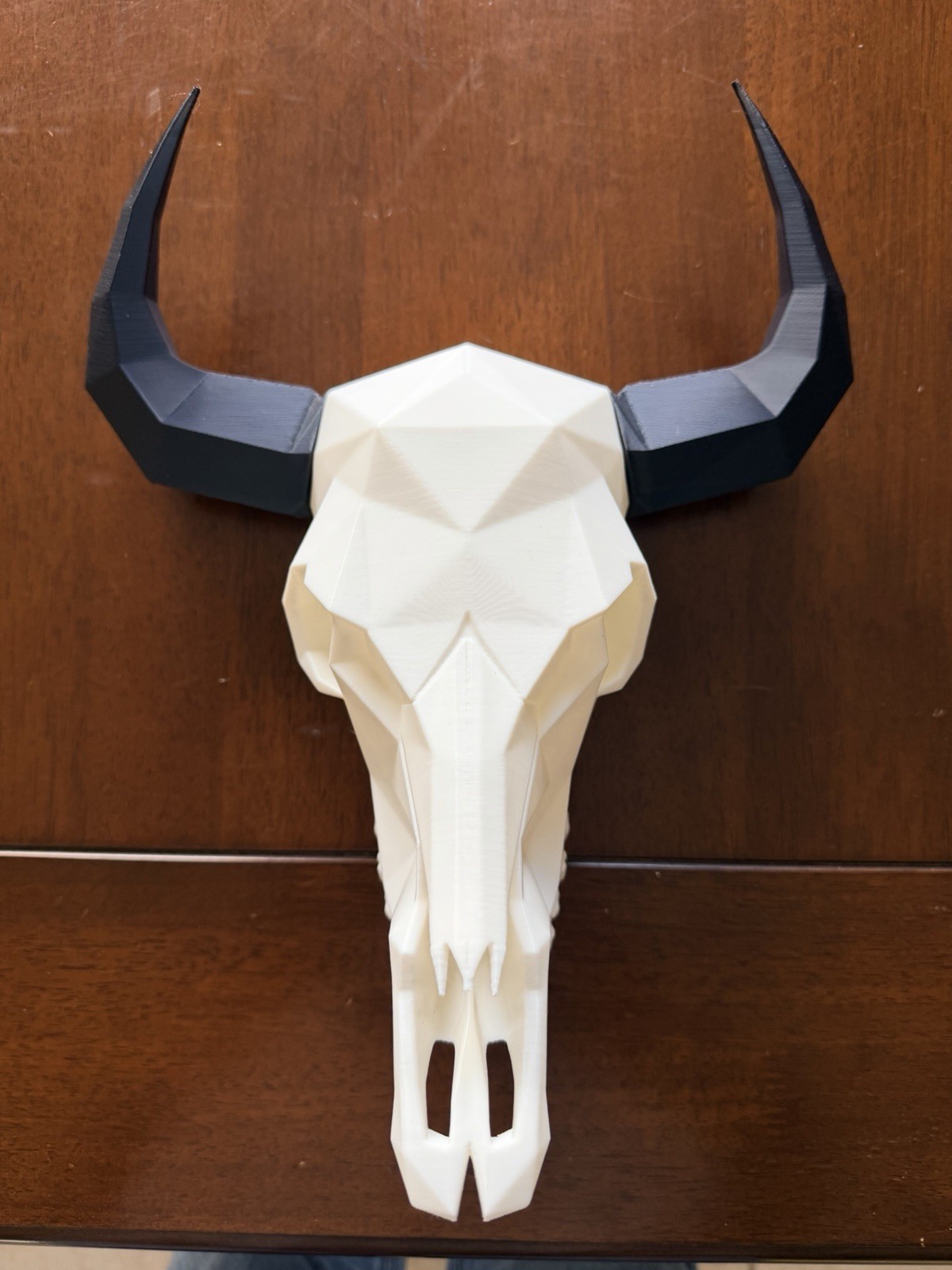 Modern Geometric Bovine Skull Wall Sculpture, Black White Animal Decor