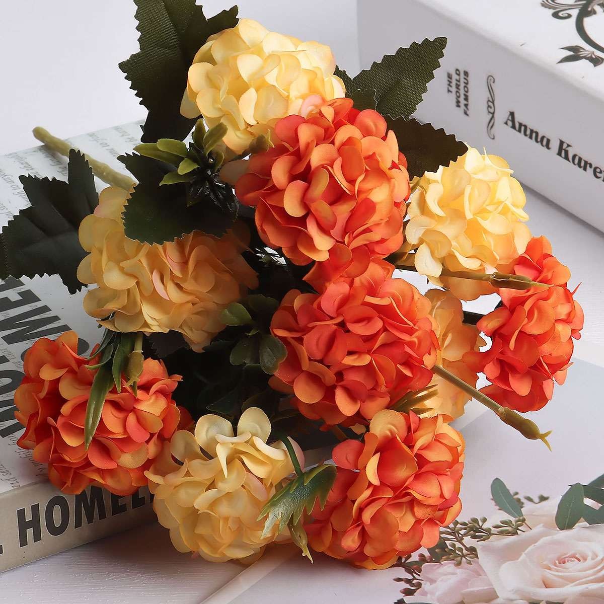 1-5Bundle Artificial Hydrangea Flower Silk Bouquet Party Home Decor UV Resistant