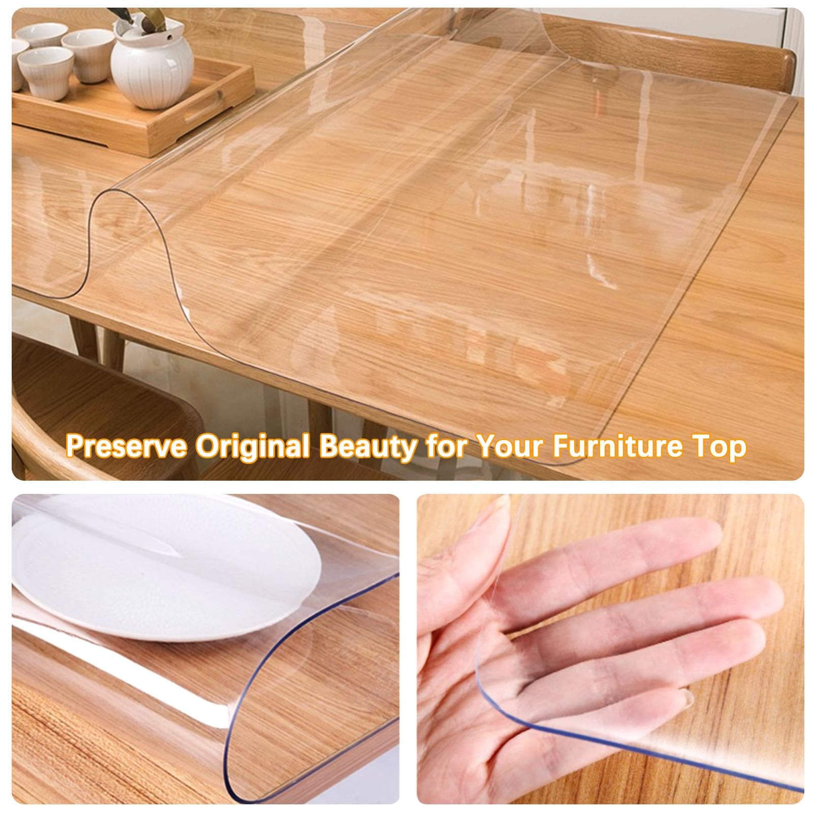 Easy Easy Life Clear Table Protector For Dining Room Table Square Vinyl Pvc