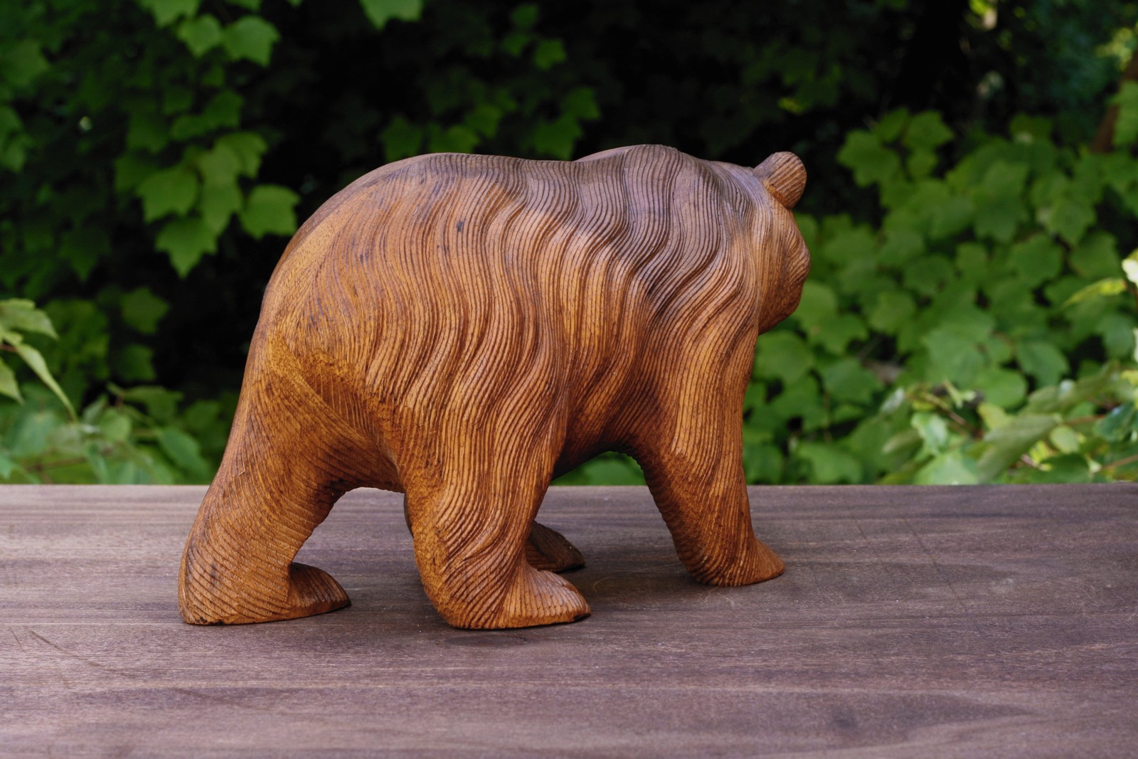 11″ Wooden Hand Carved Bear Statue Handmade Figurine Sculpture Lodge Cabin Wood