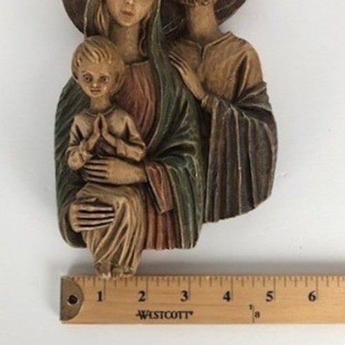 VTG Holy Family Wall Plaque 9.5″ Made in Italy Mary Joseph Jesus Religious Art