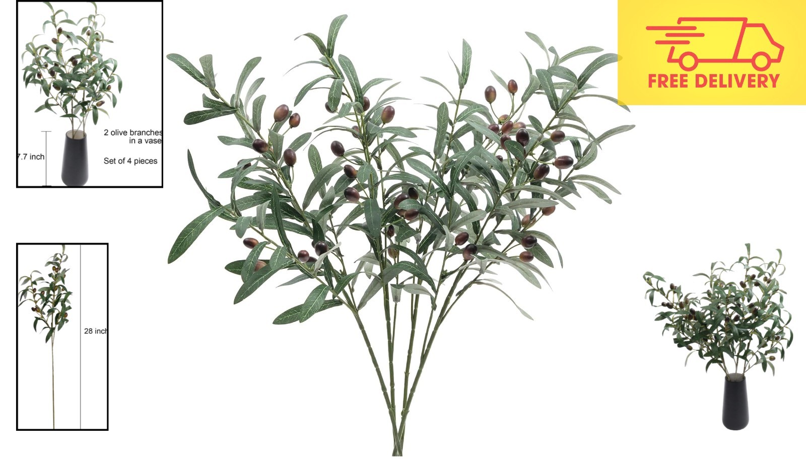 Stylish 28″ Artificial Olive Branches – Perfect for Home, Events & Crafts