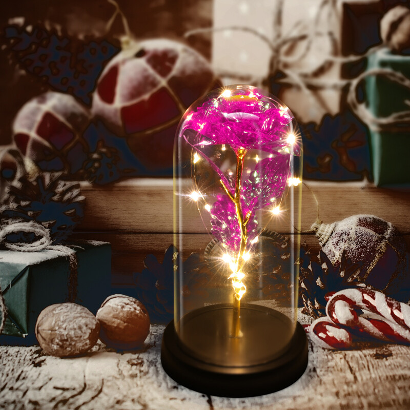 Eternal Forever Galaxy Rose In Glass Flower LED Light For Women Valentine’s Gift