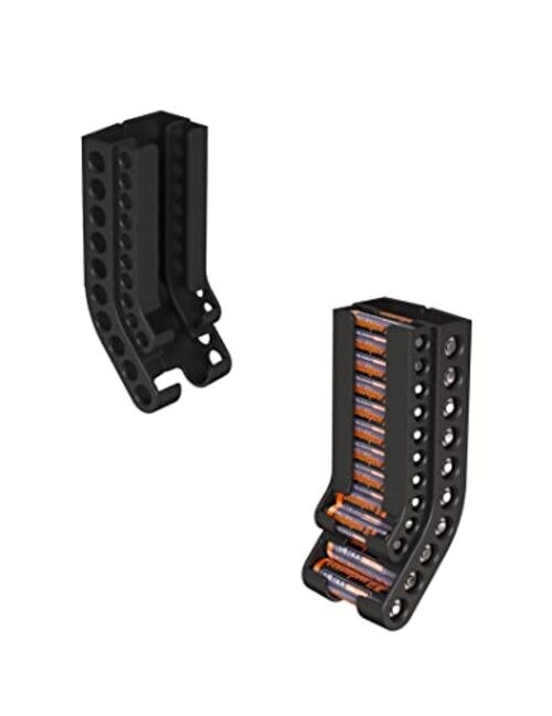 Battery Storage Organizer AA & AAA Combo Small Battery Keeper Wall Holder Black