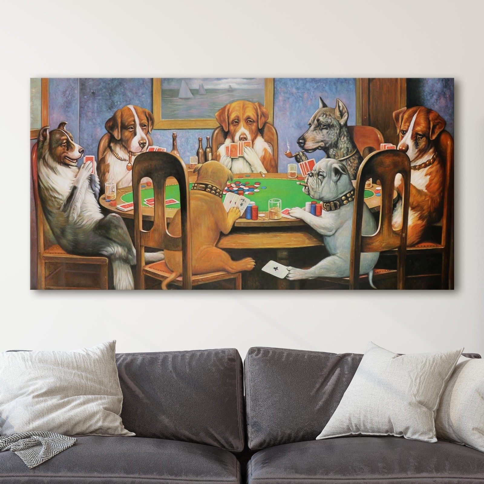 Dogs Playing Poker – A Friend In Need by CM Coolidge Canvas Wall Art Print