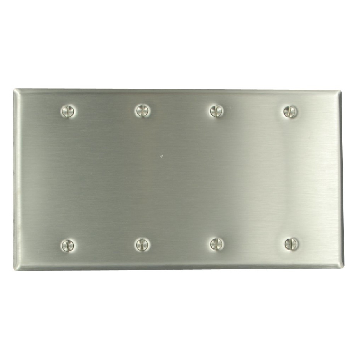 Leviton 4-Gang Blank Device Wallplate Standard Size Non-Magnetic Stainless