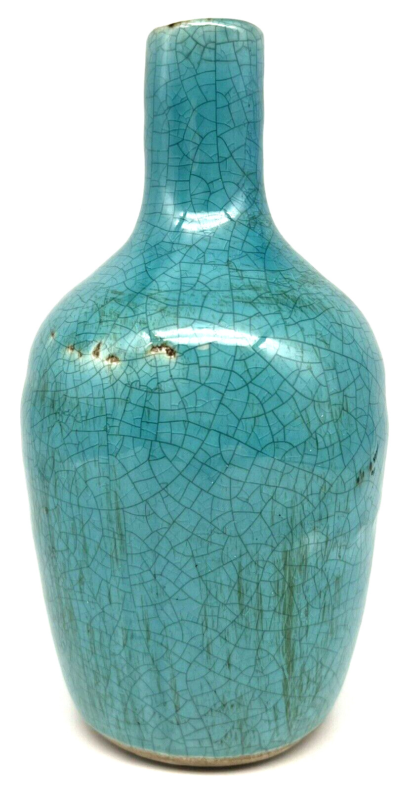 Ceramic Vase 7″ Distressed Crackled Glaze Robin’s Egg Blue