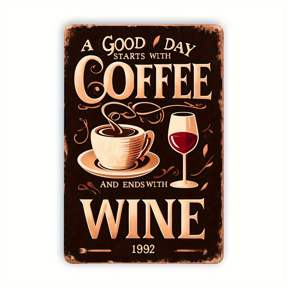 Vintage Wine and Coffee Tin Metal Signs, 8×12 inches (20x30cm), Decorative Wall