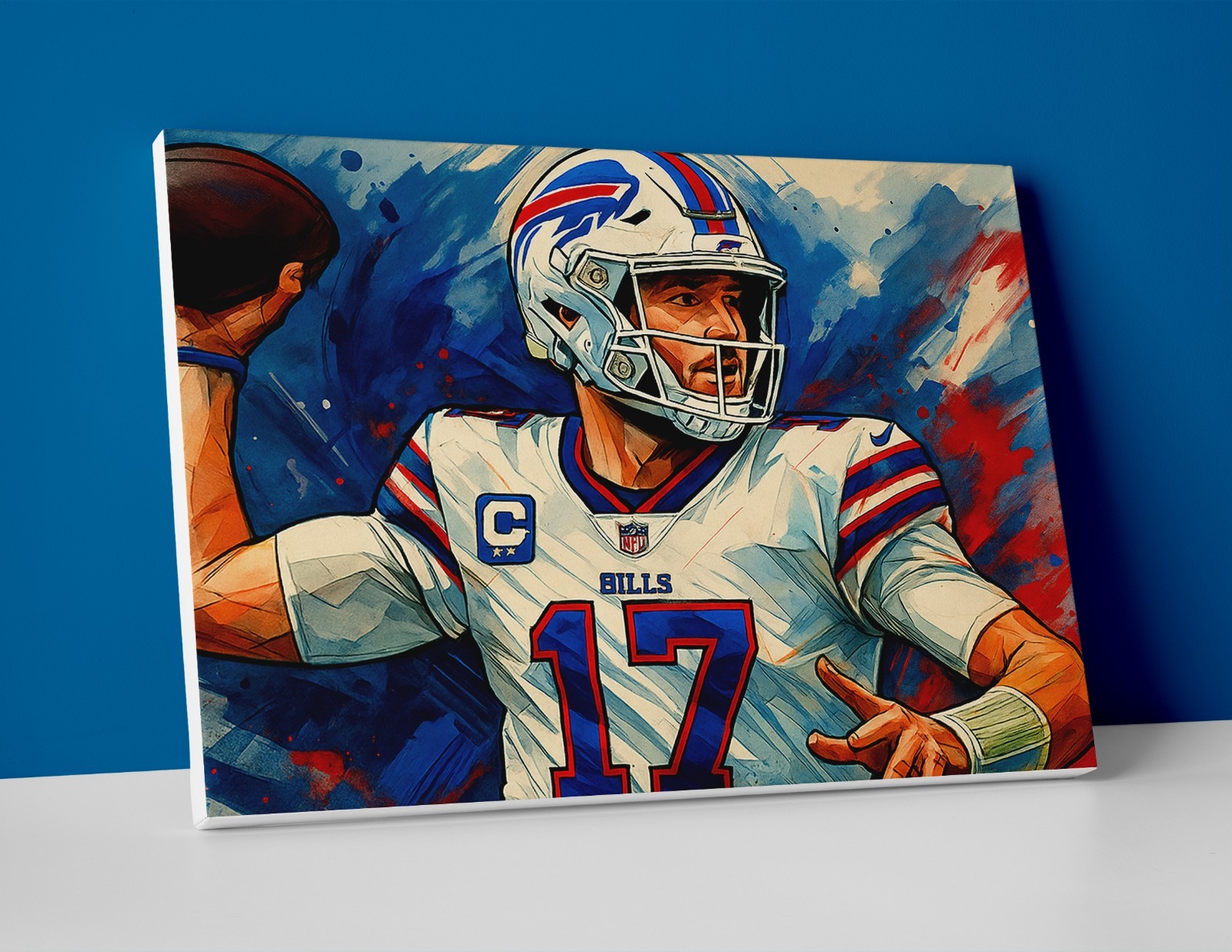 Josh Allen Painting Poster or Canvas – Josh Allen Buffalo Bills Wall Art