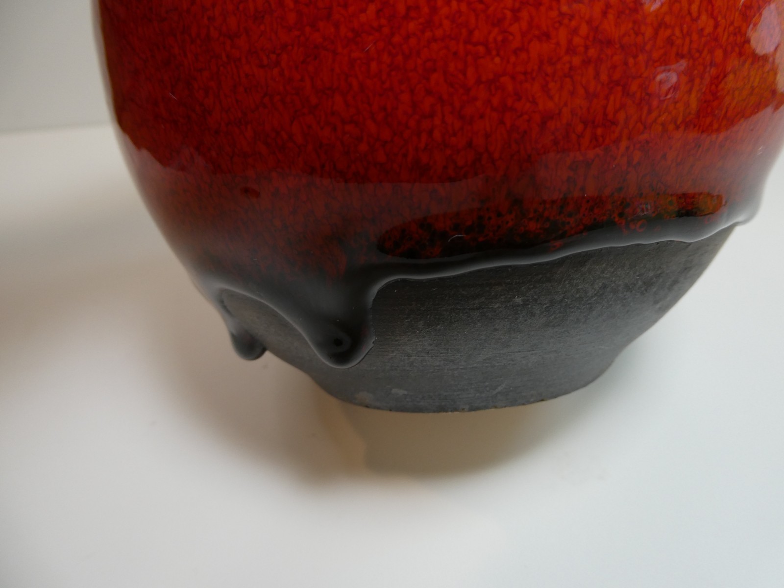 Crate & Barrel Red & Black ceramic vase combination glossy with matte finish