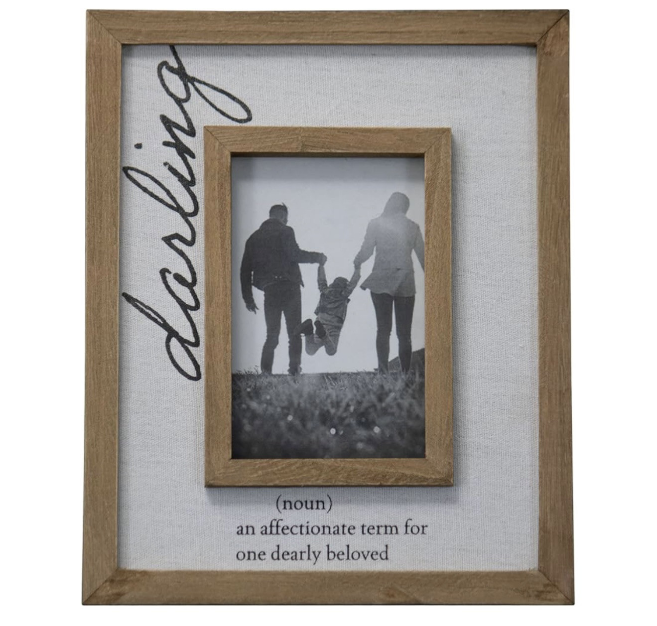 Foreside Home & Garden White Antique Canvas 4×6 Inch Darling Wood Decorative