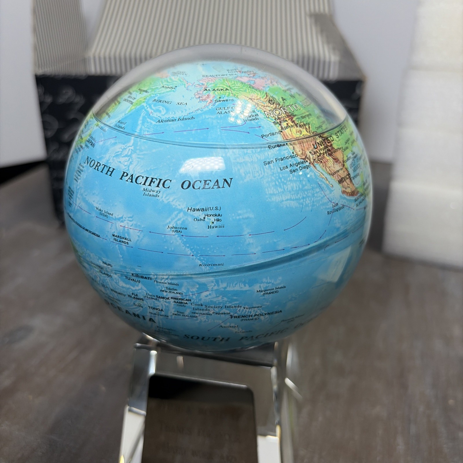 MOVA GLOBE RELIEF BLUE GLOBE 4.5″ W/ MED. CRYSTAL BASE AS-IS PARTS ONLY READ
