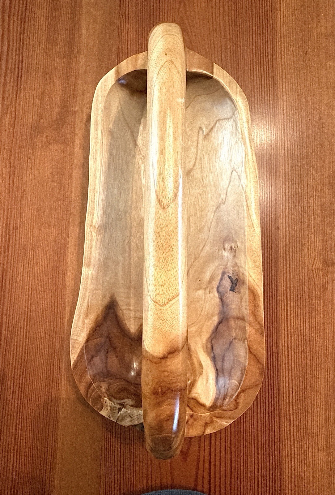 Handcarved Decorative Rustic Wooden Oval Bowl Basket Centerpiece Fruit Bowl NICE