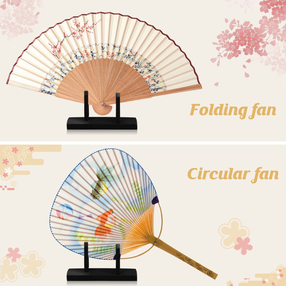 Folding Stand Holder Fans Handheld Display Wooden Japanese Wall Mount