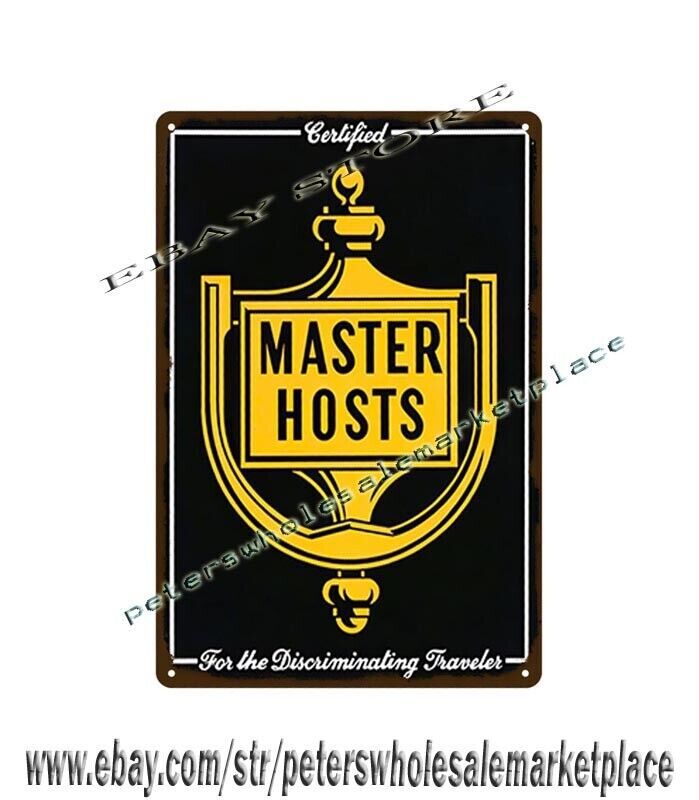 Master Hosts Hotel metal tin sign man cave wall decor ideas living room
