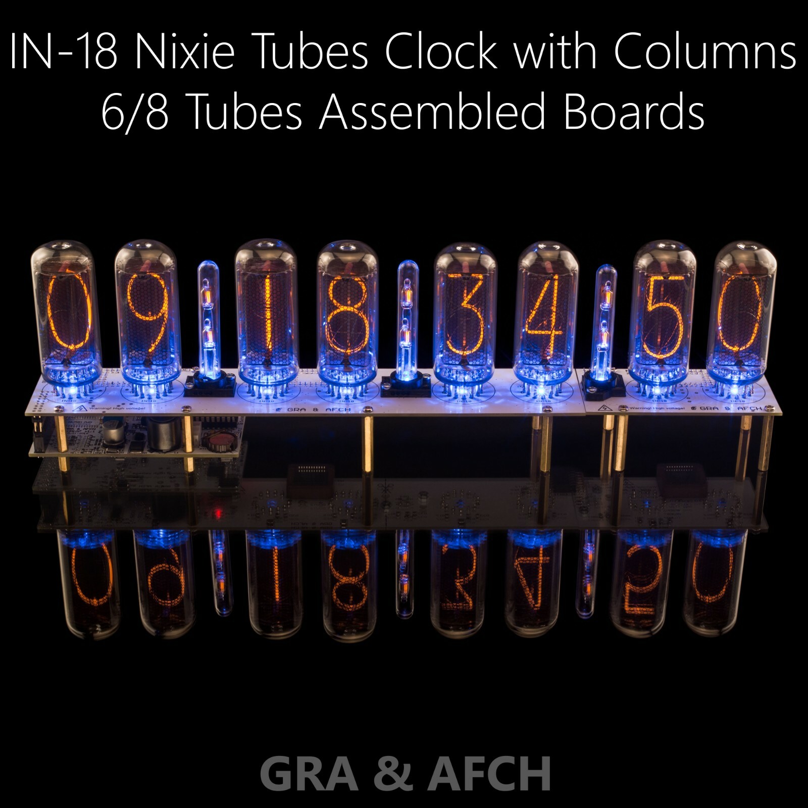 IN-18 Nixie Tube Clock [4, 6, 8 Tubes Boards] [WITHOUT TUBES] 12/24H SlotMachine
