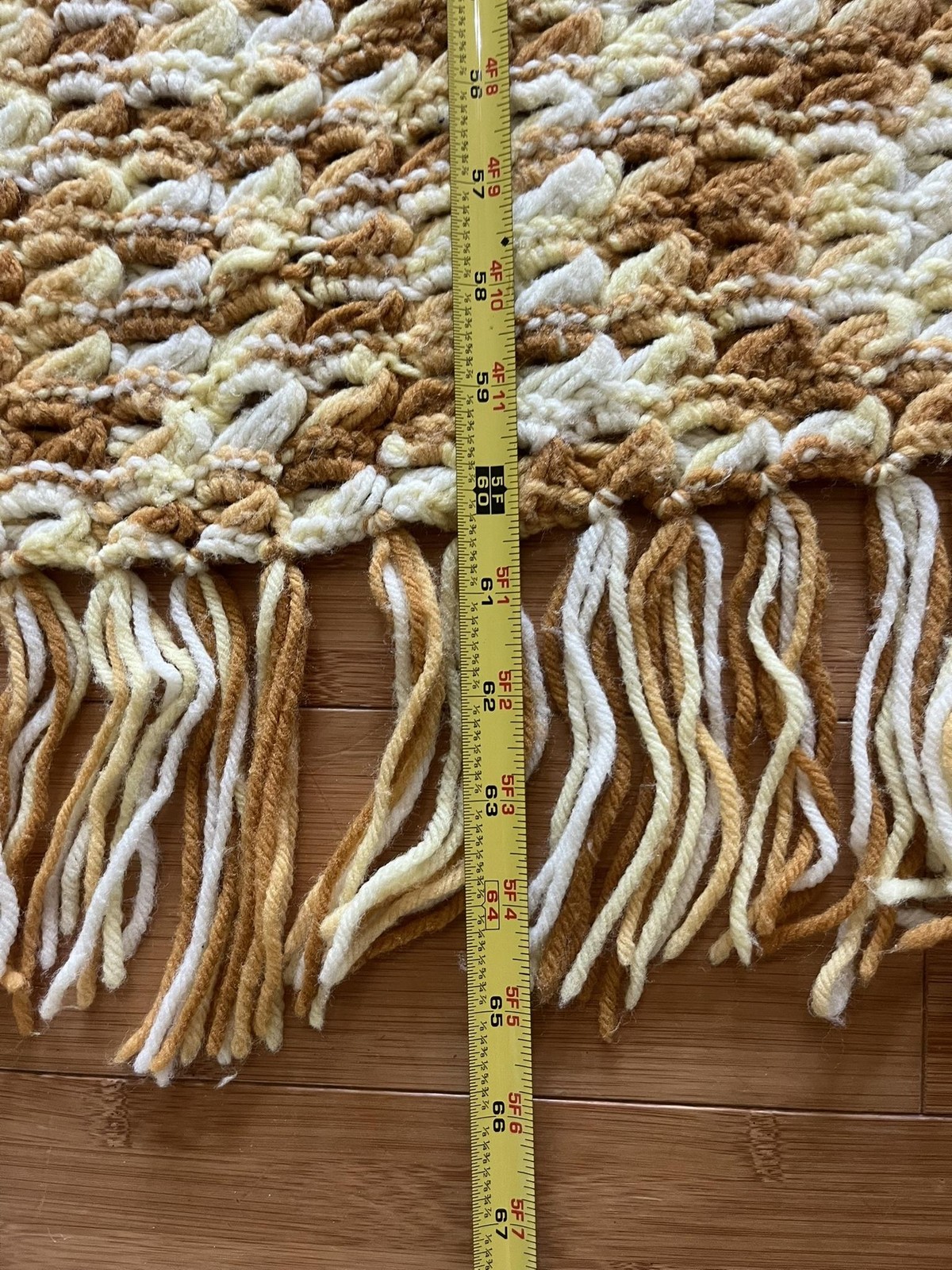 Handmade Knit Blanket Throw Chunky Yarn Fringe Home Decor Gift Cozy