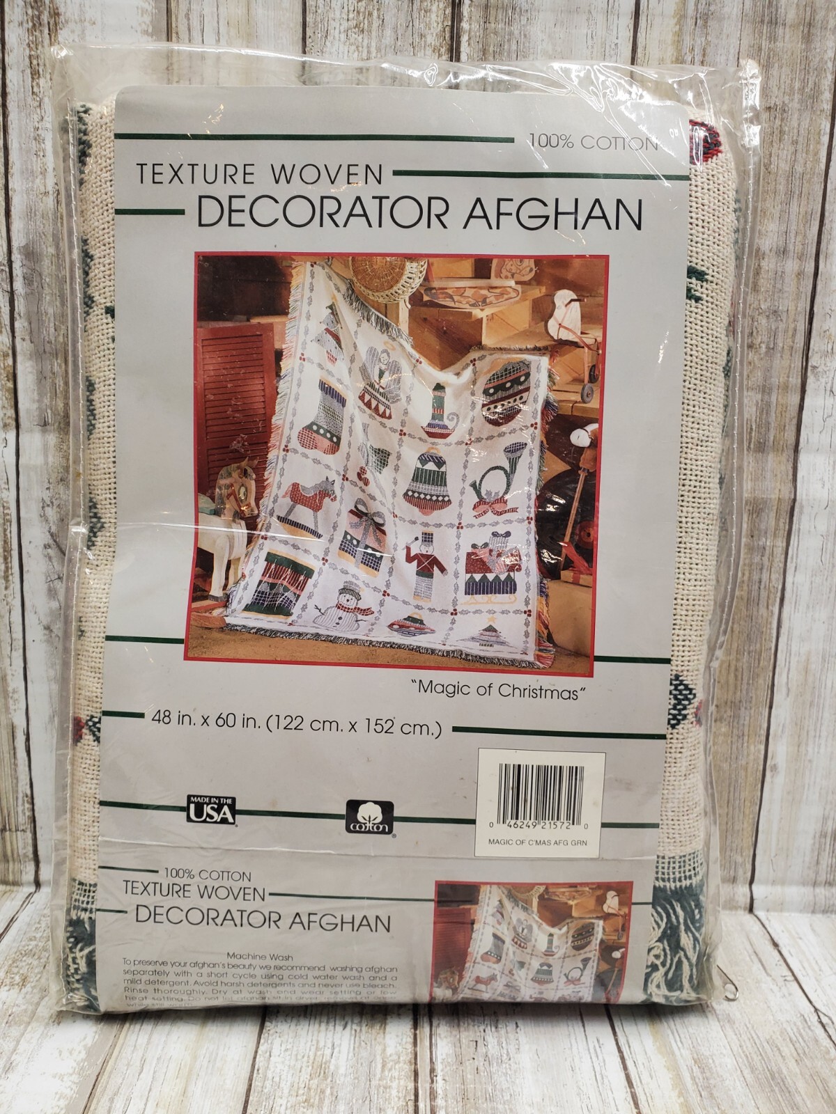 Texture Woven “Magic Of Christmas” Decorator Afghan 100% Cotton Crown Crafts