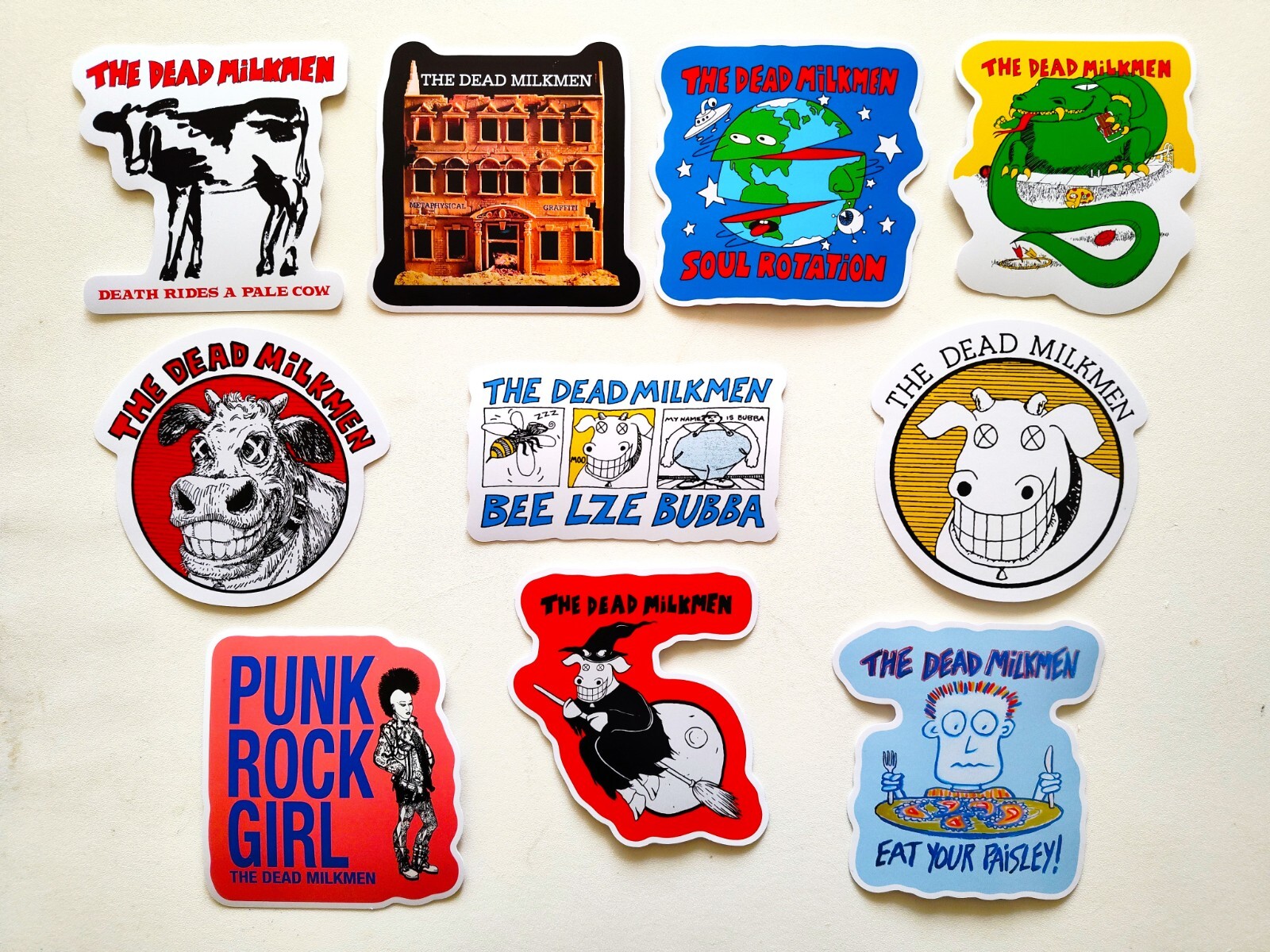 The Dead Milkmen Inspired Sticker Pack (10 Stickers) Indie Punk Rock Band