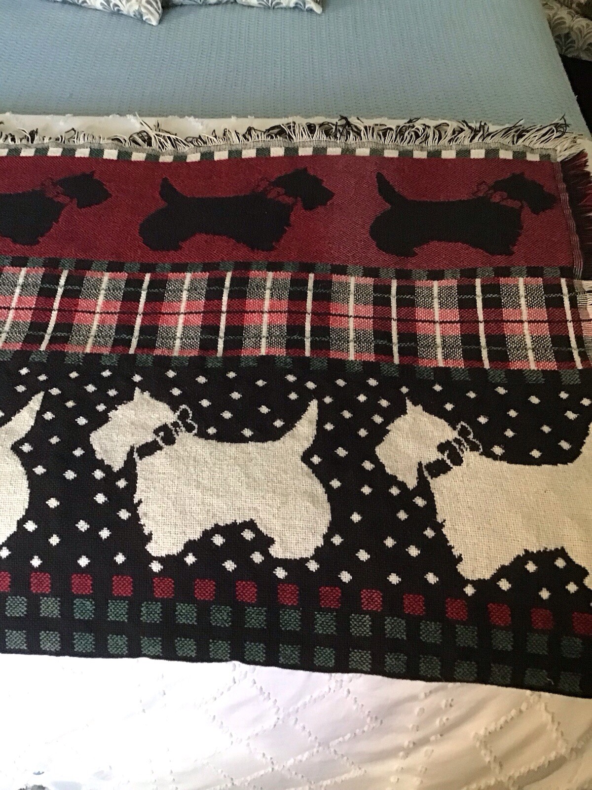 Crown Crafts 100% Cotton Throw Plaid W/ Scottie Dogs