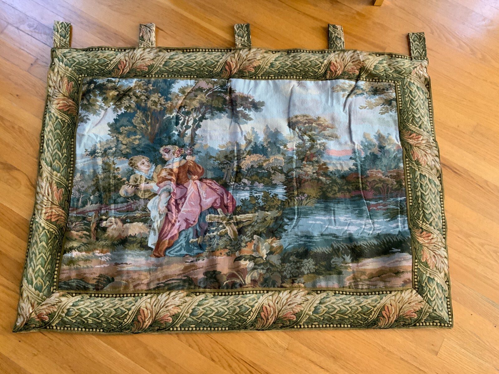 Woven nature people Tapestry 50″ x 36″ loops for hanging cotton/polyester