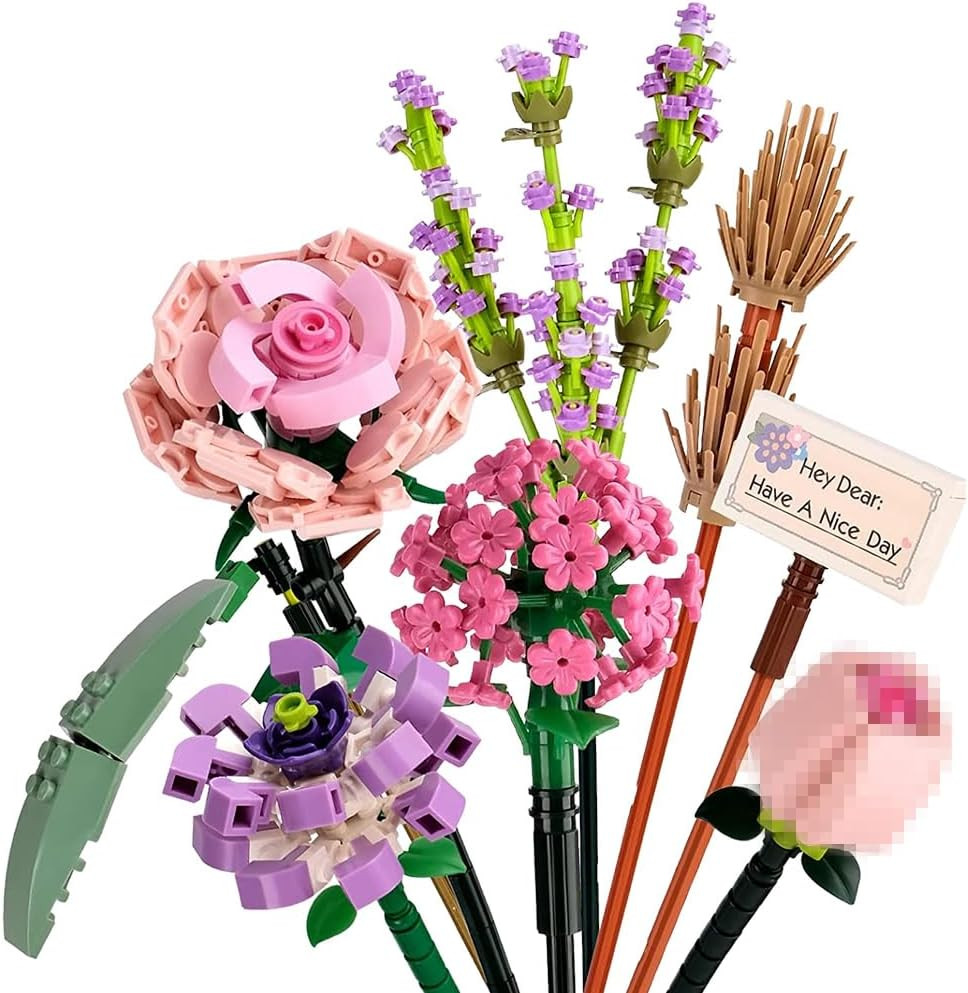 OSDUE Mini Bricks Flower Bouquet Building Sets, Artificial Flowers, DIY Unique D