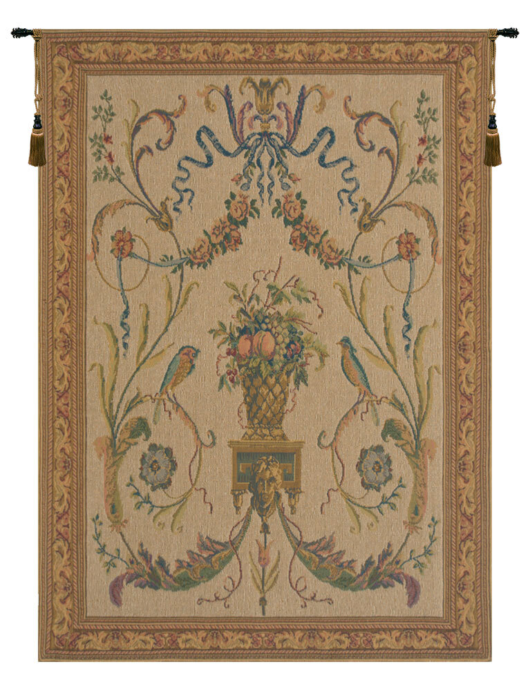 Birds Beige Belgian Tapestry | Elegant Wall Art with Lined Tunnel Backing