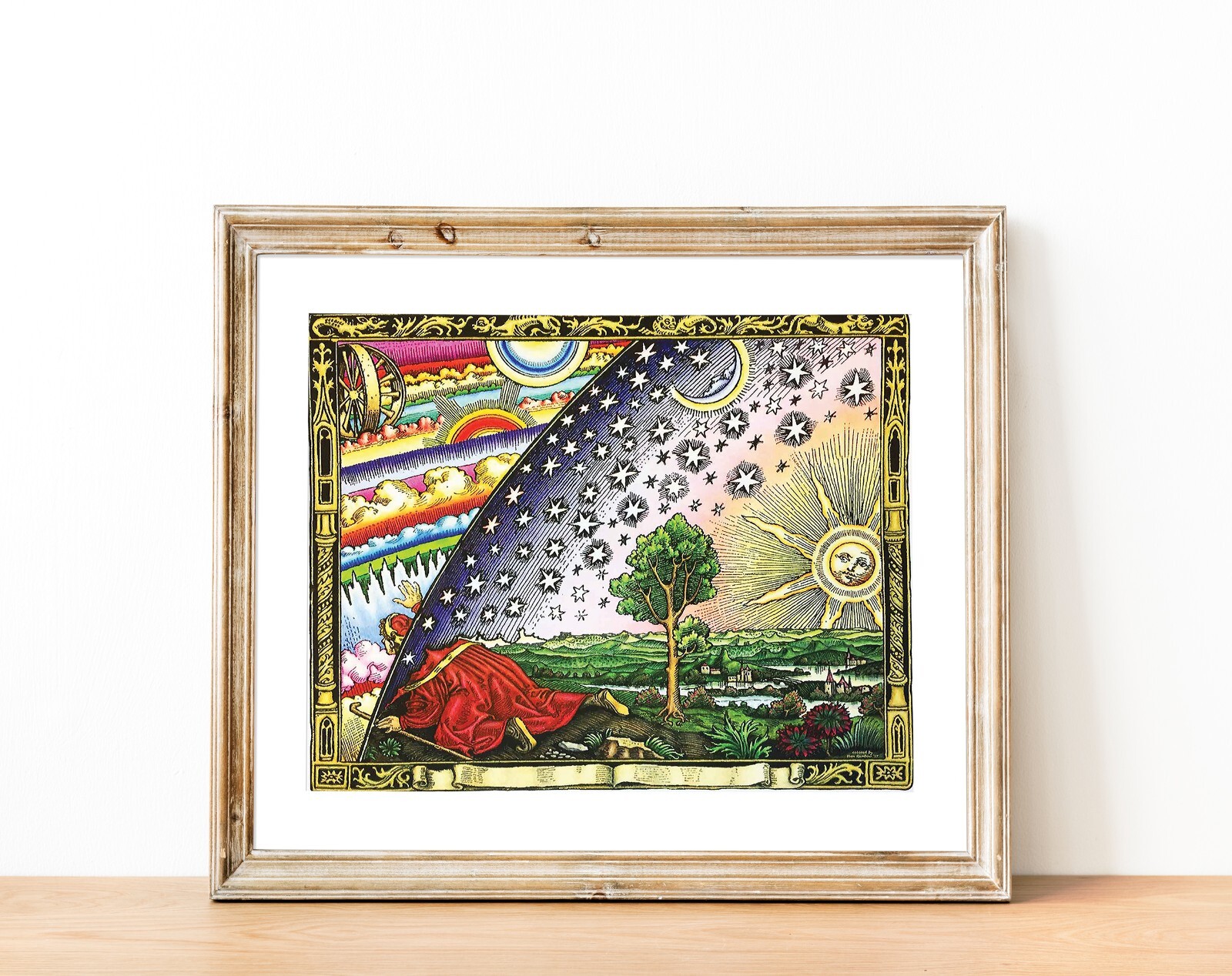 The Flammarion Engraving 1888 Firmament Dome Flat Earth Wall Art Poster Print