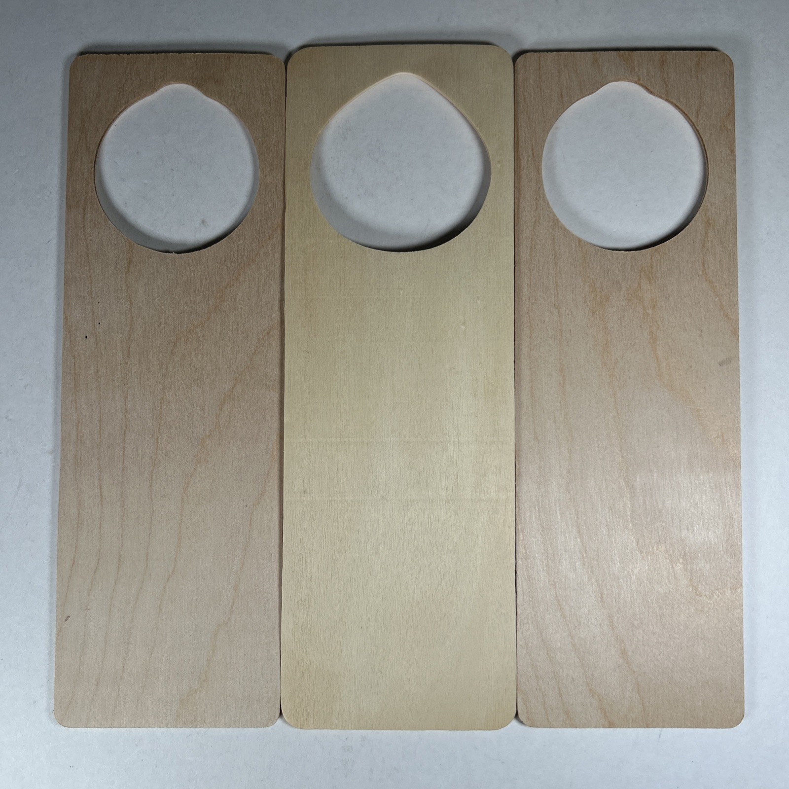Lot of 3 Wood Door Knob Hangers (Approx. 3.25 X 9.75 in.) for Crafting