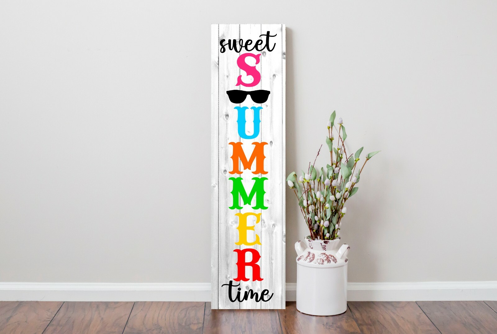 24 Inch (2 Foot Tall) Sweet Summer Time Vertical Wood Print Sign