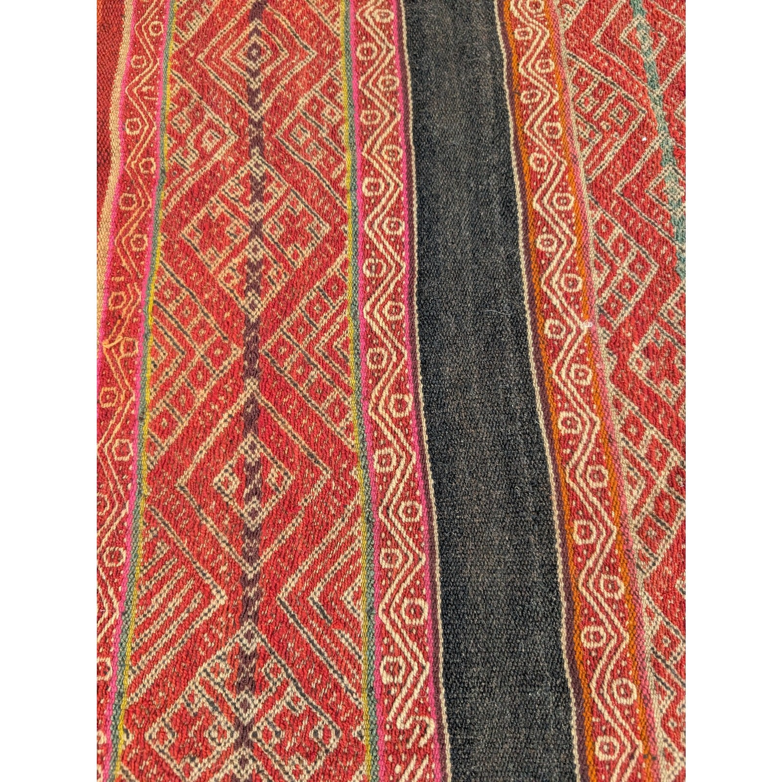 Vintage Traditional Bolivian Aguayo Handwoven Wool Tapestry 38x35in