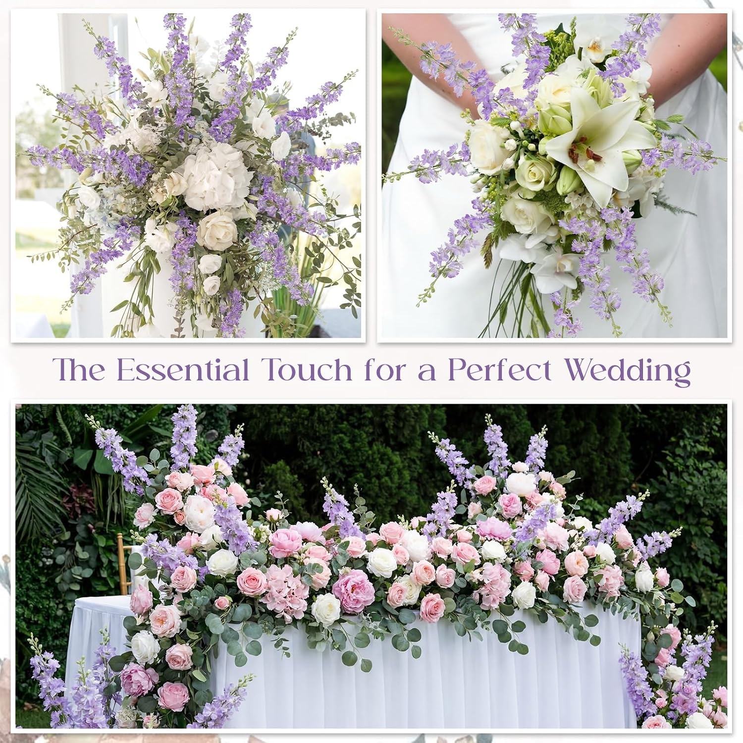 20 Pcs Delphinium Artificial Flowers – 33.5” Long Stem Faux Flower Bulk – Fake