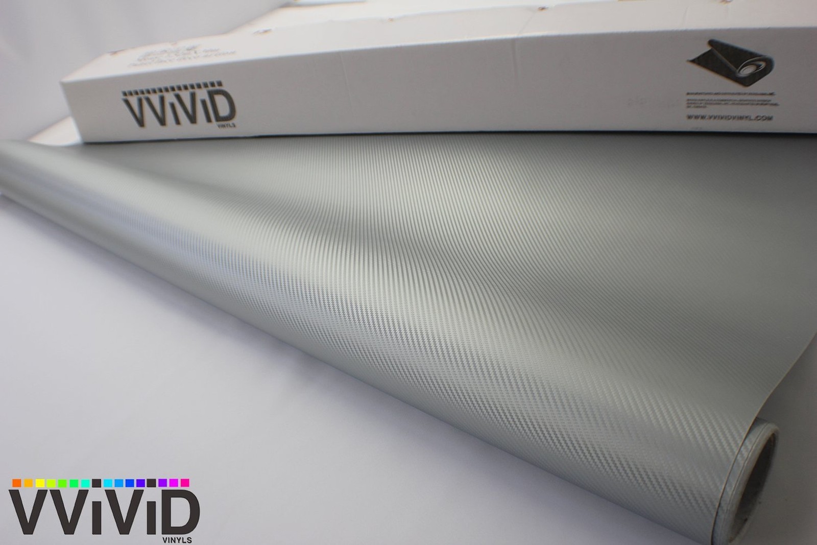 VVIVID XPO Sterling Silver 3D Carbon Fiber 5 Feet x 1 Foot Vinyl Wrap Roll wi…
