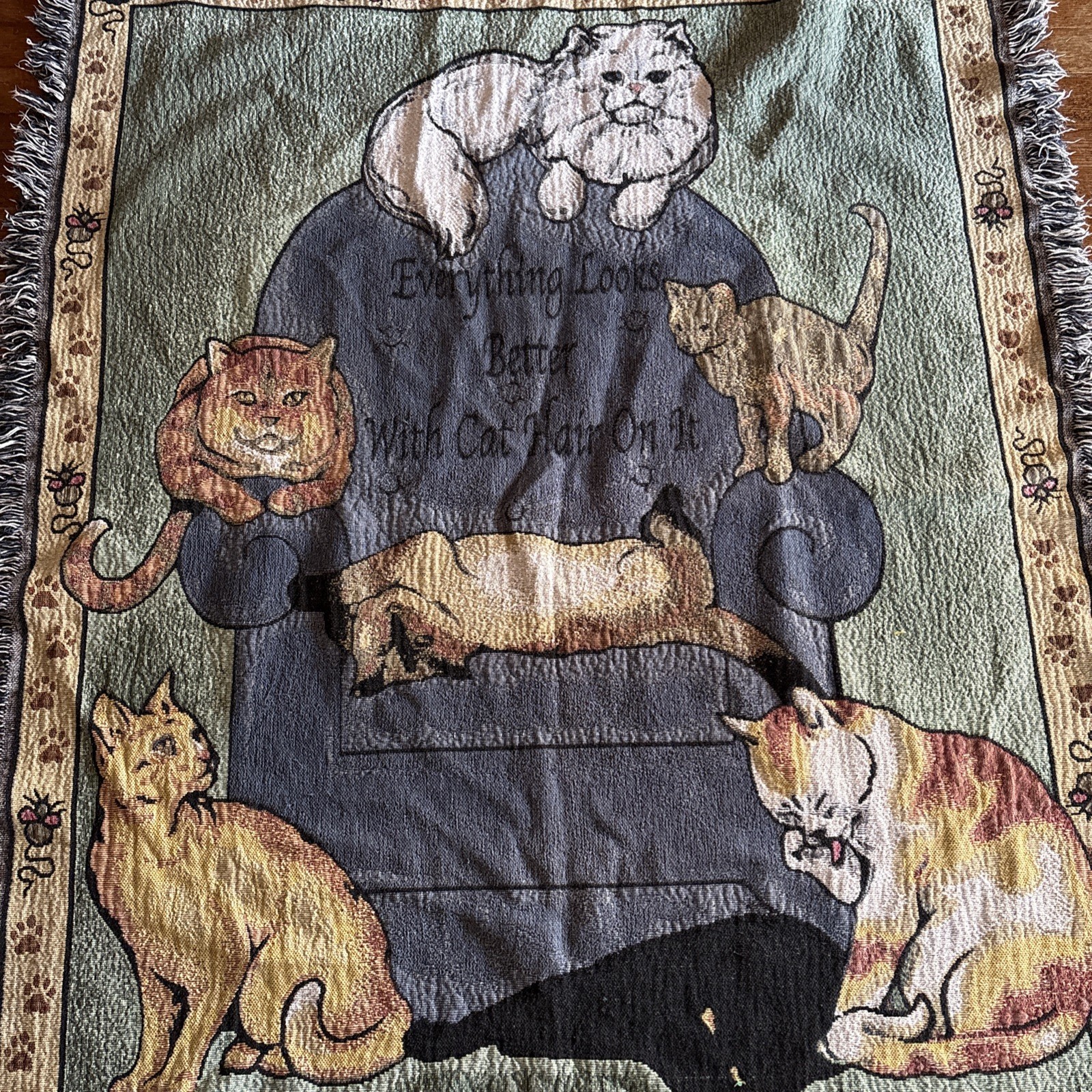 Cat Tapestry Throw Blanket 54”x45” Everything Looks Better With Cat Hair On It