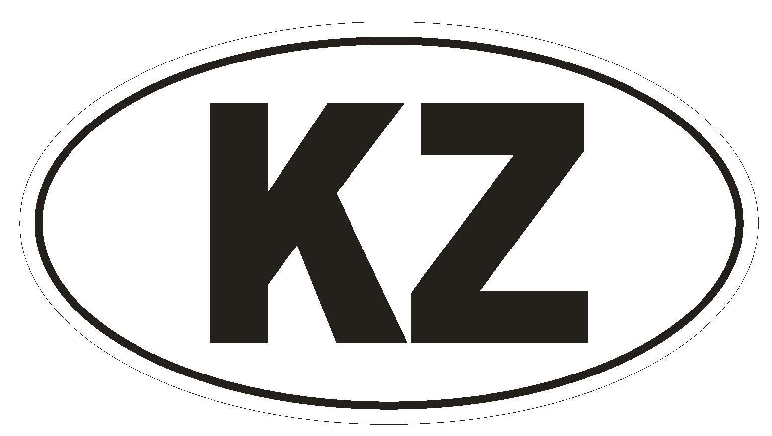 KZ Kazakhstan Country Code Oval Bumper Sticker or Helmet Sticker D1035