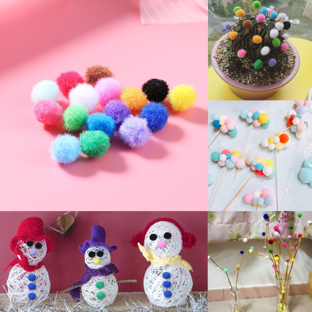 2000Pcs Assorted Color Fluffy Pom Balls for DIY Bag Charms and Decorations